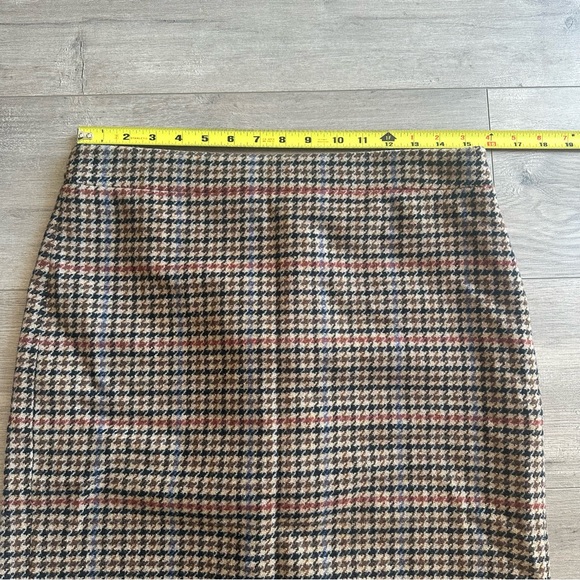 J. Crew Factory brown/black/blue houndstooth wool a-line skirt - size 6 - Picture 3 of 5